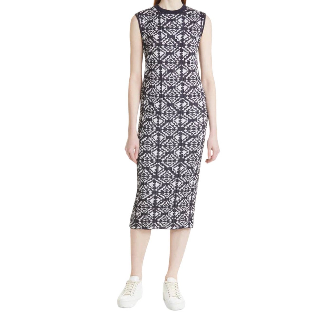 Hugo Boss Dress Feyre Printed Sheath Printed Blue White X-Small Xs
